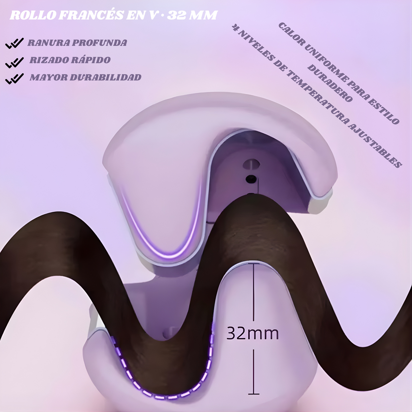 Rizador de Cabello 32 mm · Ondas Profundas y Duraderas