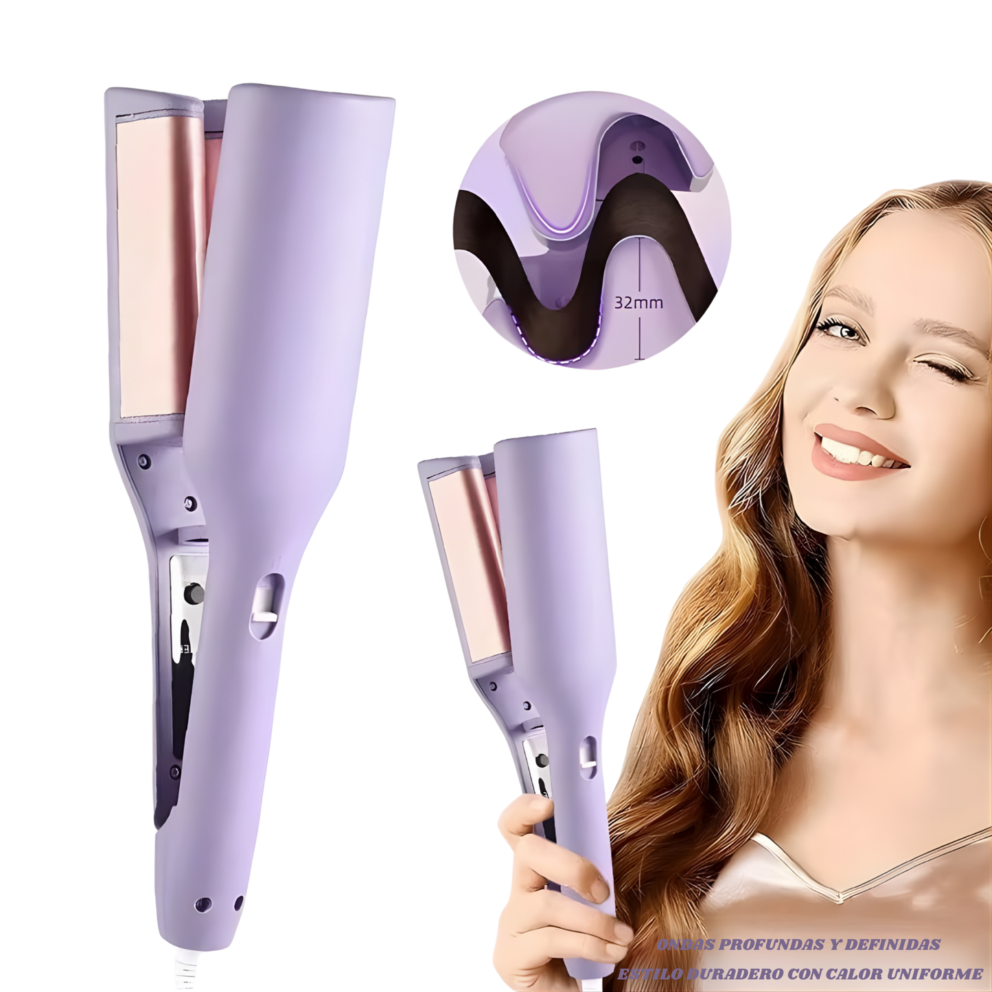 Rizador de Cabello 32 mm · Ondas Profundas y Duraderas